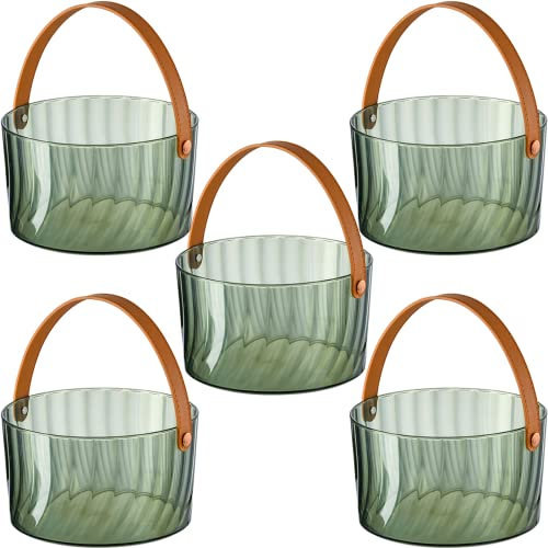 AOOGON Seau à Glace pour Les fêtes - Seau à Glace - Seau à Champagne Acrylique Transparent 3,5 litres - Seau à Glace pour bière, vin et Champagne avec poignées faciles à Transporter (5PC)