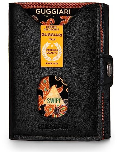 GUGGIARI Zen® Kleine Geldbörse Herren - Schmale Geldbörse - Geldbörse klein mit Münzfach und Kreditkartenfächern - Kartengeldbeutel - Geldbeutel (Lava)