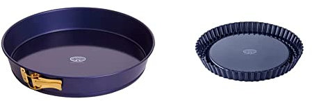 Dr. Oetker Springform Ø 32 cm Back-Liebe Emaille mit Hebeboden – 32er Kuchenbackform & Obstkuchenform 28 cm Back-Liebe Emaille – 28er Tortenbodenform in Dunkelblau