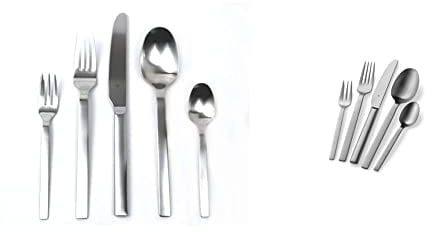 WMF Alteo Besteck Set 12 Personen, Essbesteck 60 teilig & Alteo Edelstahl Besteck Set 6 Personen, 30-teilig, Monobloc-Messer, Cromargan Edelstahl mattiert, spülmaschinenfest