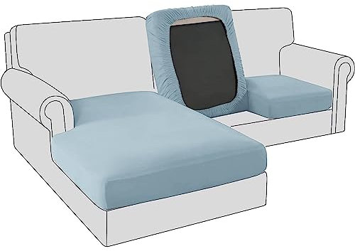 Sofa Sitzkissenbezug, Samt Stretch Bezug für Sofa Sitzkissen, Elastische Couchüberzüge, Sofasitzbezug Schonbezug Ersatz für einzelne Kissen (2-Sitzer,Hellblau)