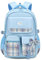 FANDARE Kinderrucksack Leuchtend Kindergartenrucksack Schulranzen Mädchen Junge Schulrucksack Nylon Schultertasche für Reisen Schule Daypacks mit Plüsch-Accessoires & Niedliches Abzeichen Blau