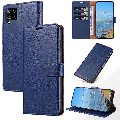 KKEIKO Coque pour Samsung Galaxy A12 4G / Galaxy A12 5G, Antichoc Magnetique Étui à Rabat avec Porte Cartes, Portefeuille Housse en Cuir PU pour Samsung A12 4G / Samsung A12 5G, Bleu