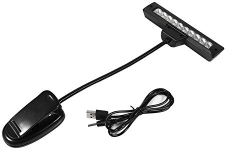 FTVOGUE 10 LED-Clip-on-Notenständer-Klemmleuchte, Schreibtisch-Leselampe mit Hoher Helligkeit (Batterie kleiner Clip 10 Lichter mit USB)