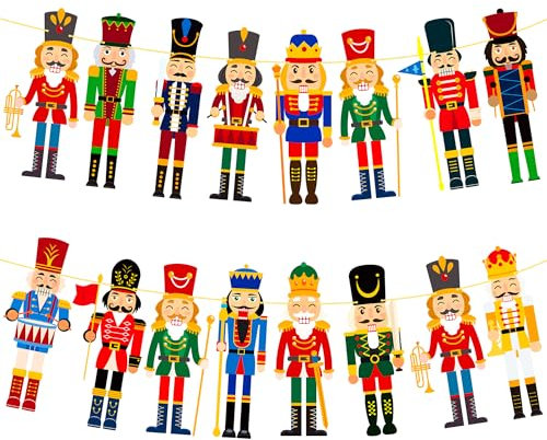 2pcs Nutcracker Christmas Banner Decorations Nutcracker Party Supplies Nutcracker Soldier Banner Nutcracker Party Decorations for Kids and Adults Christmas Holiday Party Supplies