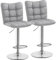 Yaheetech Modern Barstools Set of 2, PU Leather Height Adjustable Swivel Bar Chair with Footrest and Base for Breakfast Counter, Kitchen and Home, Light Grey