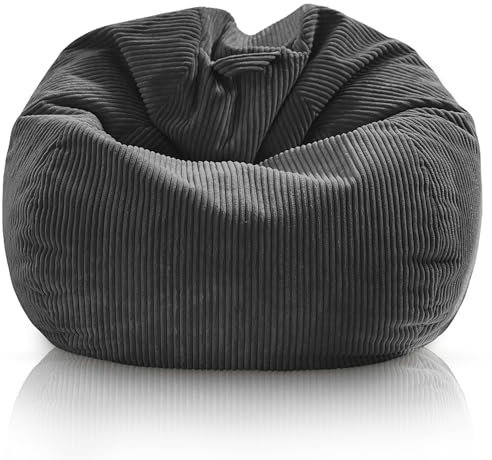 Aiire Sitzsack Cord für Kinder Mädchen - Bean Bag Chair Flauschig mit Füllung - Bodenkissen Grob, Chill Sessel für Erwachsene und Deko Jungen – Relaxo Sitzsäcke XXL für Kuschelecke