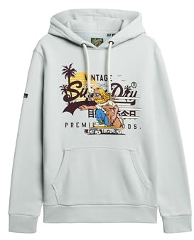 Superdry Herren Hoodie Sweatshirt, Meersalz/Blau, Small