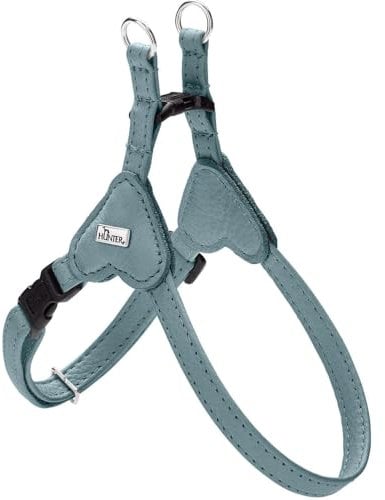 HUNTER Hundegeschirr SOHO MINI, Farbe: hellblau, Rindsleder, weich & geschmeidig, fellschonend, leicht, für kleine Hunde & Welpen, Made in Germany, Größe: XXS-XS/1