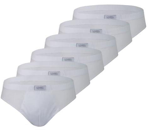 Liabel Slip Uomo in 100% Cotone Filo di Scozia, Art. 620, Pacco da 6, Bianco L