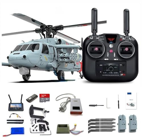 YGWXYYZJ RC Helikopter mit Kamera, Generisch RC Bürstenloser Hubschrauber, 6G/3D Stunt Copter Modell Mit zwei Batterien In/Outdoor Ferngesteuertes Flugzeug für Erwachsene (Color : RTF Version)