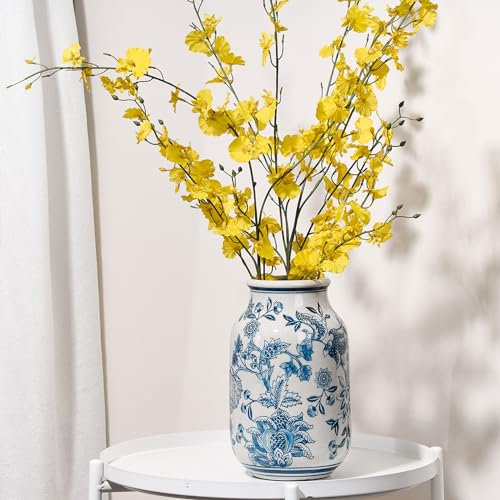 Siducal, Vintage Vase Chinoiserie Flower Vase Ceramic Retro Crackle Effect Porcelain Home Decor Table Accent Living Room Bookcase Office 9.4 Inch Blue White