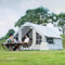 Aufblasbares Campingzelthaus für 6–8 Personen, Outdoor-Luftaufblaszeltkabine für Camping, wasserdicht, einfacher Aufbau – Oxford-Warmzelt mit Herdanschluss – 4-Jahreszeiten-Familien-Campingzelte