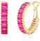 GLOQUAT Pendientes de aro de oro rosa fucsia para mujer, chapados en oro de 14 quilates, aros rosa intenso, aretes de circonita cúbica fucsia, aretes baguette de moda rosa intenso para mujer, joyería