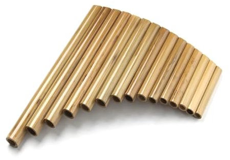 Panflöte aus Bambus Handgemachte Panflöte Holzblasinstrument Originalfarbe G-Tonart Folk Musikinstrumente 15 Pfeifen(Right)