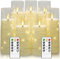 Bibykivn Flammenlose Kerzen mit Lichterkette, 7 Stück Flammenlose LED Batteriebetriebene Kerzen mit Fernbedienung und Timer, Eingebettete Lichterkette für Heimdekoration, Valentinstag (Transparent)
