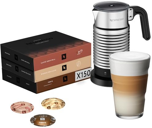 Nespresso Professionnel - Assortiment Recettes lactées - 150 capsules & Aeroccino & Verres à recette - Adapté aux professionnels