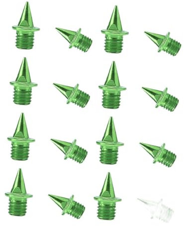 Oshhni 16 piezas de clavos para pista, clavos para zapatillas de atletismo, de acero ligero, prácticos, para hombres y mujeres, para atletismo, carreras, Verde