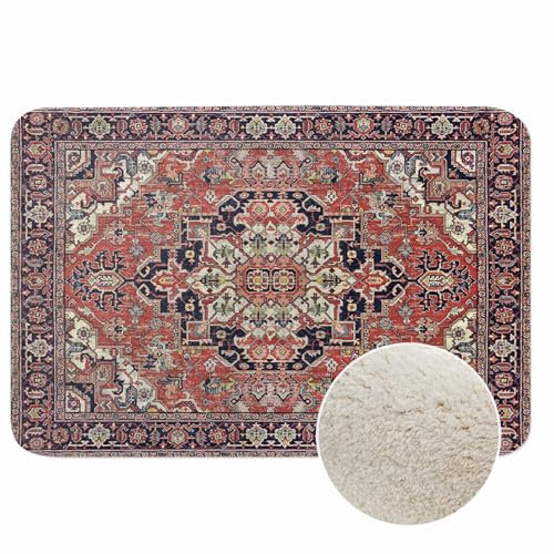 Old Carpet Texture Badezimmermatte, Teppich, abstraktes Ornament, milchblau, Mikrofaser, Kunstkaschmir, dicker Plüsch-Badematte, rutschfest, wasserabsorbierend, Badteppich für Badewanne, Badezimmer,
