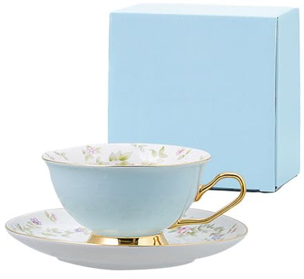 Piuytrew Ceramic Coffee & Tea Cup & Saucer Set Pink Ceramic Coffee Mug & Saucer Set Milky Juice Cup,For Office & Home,2