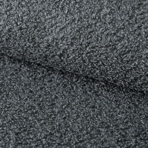 Fabreco - Polsterstoff Meterware ZENDAUR (100x142cm) – Bezugsstoff & Polsterstoff Möbelstoff Meterware: Bouclé Stoff - Plüschstoff für Sitzbank, Stühle, Sofastoffe & DIY - Robust & Weich (Dunkelgrau)