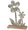 formano Deko Blume Aluminium Mangoholz Sockel 21 x 15cm Dekoaufsteller Tischdeko Silber Matt Skulptur Moderne Wohndeko Blumen-Figur Geschenkidee Wohnzimmer Büro