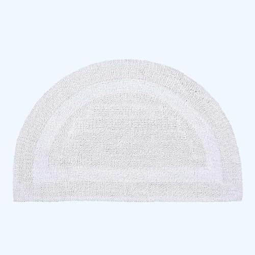 HOMESCAPES Tapis de Bain Demi-Lune en Coton, Tapis Demi Cercle 50x80 cm, Tapis de Bain Blanc