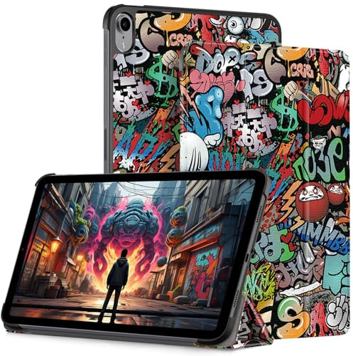 HEISHAYU Coque pour iPad (A16) 11ème Génération (2025) 11 Pouces/iPad 10ème Génération (2022) 10,9 Pouces, Housse Étui avec réveil/Sommeil Automatique, Graffiti