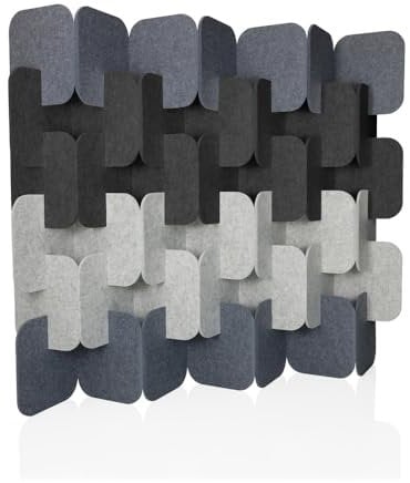 hjh OFFICE Akustik Trennwand 164x174 cm FLEXMIUT Plug 6er Set Stehwand erweiterbar, dekorativer Sichtschutz, Grau/Hellgrau/Dunkelgrau