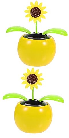 JUMPLAWN Solarbetriebene Tanzende Sonnenblume Auto Armaturenbrett Dekoration Wackelkopf Ornament Für Auto Süßes Blumen Dashboard Bonsai Stil Für Freude Im Fahrzeug