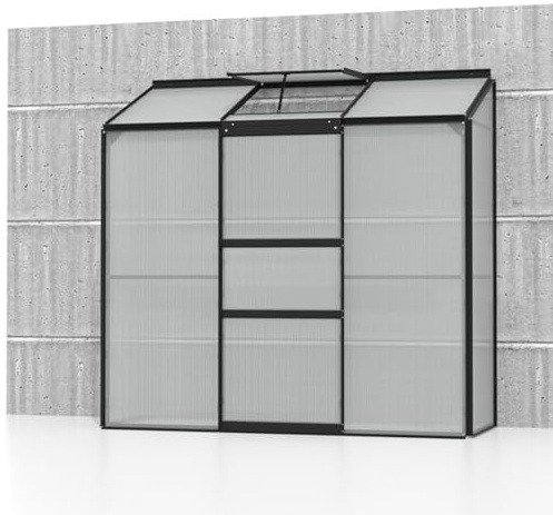 Vitavia Anlehn-Gewächshaus Ida 1300, schwarz, 1,3 m², 4 mm HKP | Wetterfestes & stabiles Wand-Gewächshaus zur Pflanzenanzucht | Ideales Treibhaus für Gemüse, Kräuter & Blumen
