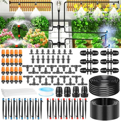 Kit per sistema di irrigazione a goccia da 231 m, kit di irrigazione a goccia automatica con tubo da 1/2 e tubo di distribuzione da 1/4 e accessori