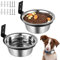 Edelstahl Hundenapf mit Wandmontage Halter, erhöhte Haustiernapf Futter- und Wassertränke für Haustiere Katze, Groß [2er Pack]