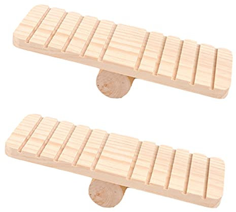 LIGHTAOTAO 2pcs Wooden Hamster Seesaw Toy Pet Cage Molar Chewing Bridge Playground for Hamsters and Small Rodents