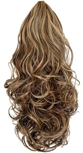 15 Zoll Blond Gewellt Clip in Pferdeschwanz Extensions Hochtemperatur-Kunsthaar Einfache Anwendung Vielseitiges Haarstyling für Frauen