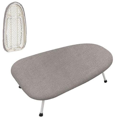 Bimkole Klappbares Bügelbrett Tischbügelbrett, für den Heimgebrauch - Platzsparend und stabil - Schnelles Bügeln - Bügelbrett für Dampfbügelstation, Klein Grau, 61.5 x 39 cm