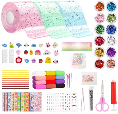 Nano Tape Bubbles Set, 93 Stück Nanoband Doppelseitig Set, 3 Rollen Nanoband Doppelseitig, Bubble Tape DIY Blowing Bubble Tapes mit Pailletten Aufkleber, zum Blasen von Seifenblasen