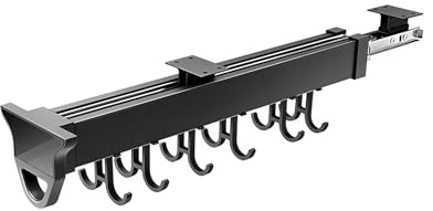 THEGA Hanging Garage Storage Rack, Pull Out Broom Holder, Multifunctional Slide Broom And Mop Organizer/Storage, For Kitchen/Closet/Home/Cupboard/Wardrobe(22.04in-20 hook)