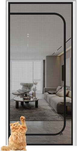 Retractable Fly Screen Door for Balcony & Patio No Drill Installation 80x200cm ct Protection Net for Living Room & Cellar Easy to Install & Versatile.