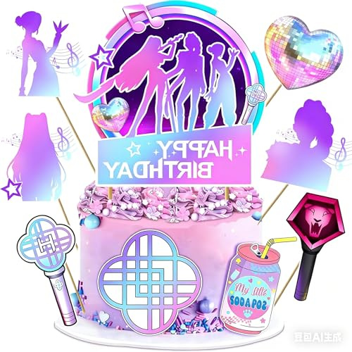 Set 9 Stück K-Pop Cartoon Cake Toppers, Tortendekoration für Kuchen & Muffins, Hunters Cupcake Toppers für Kinderparty Geburtstag, K Pop Party Supplies, bunte Tortenaufsätze, Hunters Demon Party Deko