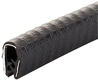 Joint en caoutchouc en forme de U, Bande de 1 m (3,28 pi) avec joint métallique, résistante et flexible, for portières voiture, hayons plaques d'acier en verre(Black,15mm x 8mm)
