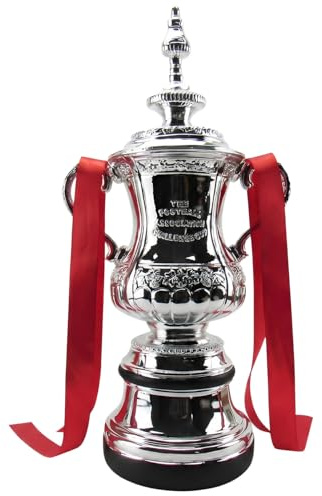 Huadafun Fa Cup Trophy Replica, Coppa Calcio Inglese in Resina con Finitura Argentata per Tifosi, Regalo Calcio, Souvenir da Collezione, Ornamento per Vetrina e Decorazione da Mensola,32cm