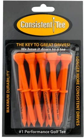 Consistent Tee 3 1/4 Pack of 10 Durable, Biodegradable Tees for Perfect Height and Position (Orange)