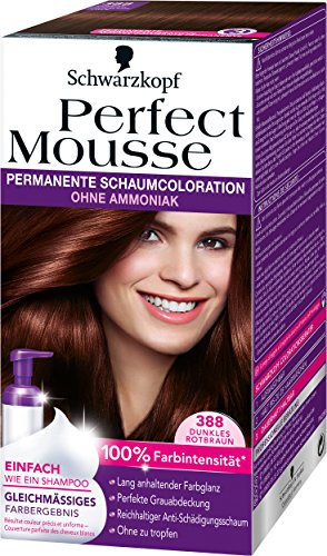 Perfect Mousse permanente Schaumcoloration, 388 Dunkles Rotbraun, 3er Pack (3 x 1 Stück)