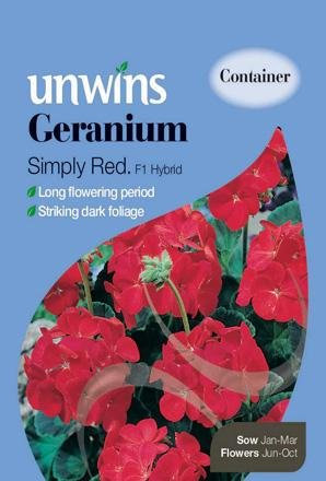 Unwins Geranium Simply Red F1 Hybrid Seeds