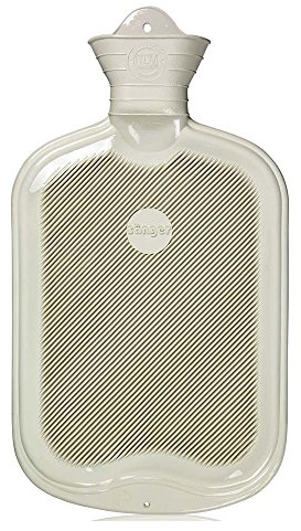 2 Liter Gummi-Wärmflasche, Wärmeflasche, Warmtherapie, beidseitig Lamellen, weiß