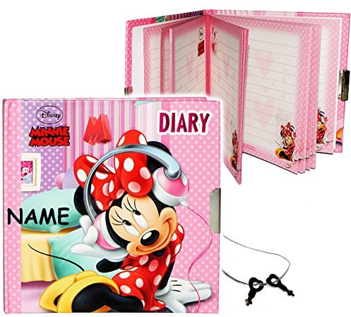 alles-meine.de GmbH Tagebuch mit Schloss - Minnie Mouse - incl. Name - Buch gebunden - mit Schlüssel - für Geheimnisse Reisetagebuch/Notizbuch liniert Hardcover - Mädchen K..