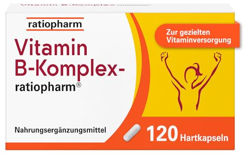 Vitamin B-Komplex-ratiopharm® Hartkapseln, 120 Kapseln | Kombipräparat mit allen 8 B-Vitaminen. Für Energie* und Vitalität**