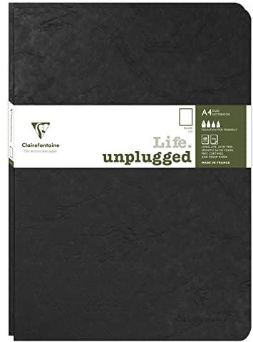 Clairefontaine 733081C - Age Bag DUO Set aus 2 Notizheften 21x29,7cm , geheftet, 48 Blatt 90g, blanko Schwarz, 1 Set