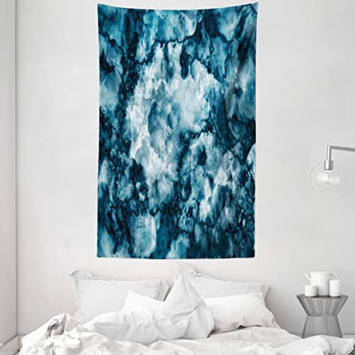 ABAKUHAUS Marmor Wandteppich und Tagesdecke, Marmorsteineffekt aus Weiches Mikrofaser Stoff Waschbar ohne Verblassen Digitaldruck, 140 x 230 cm, Blau